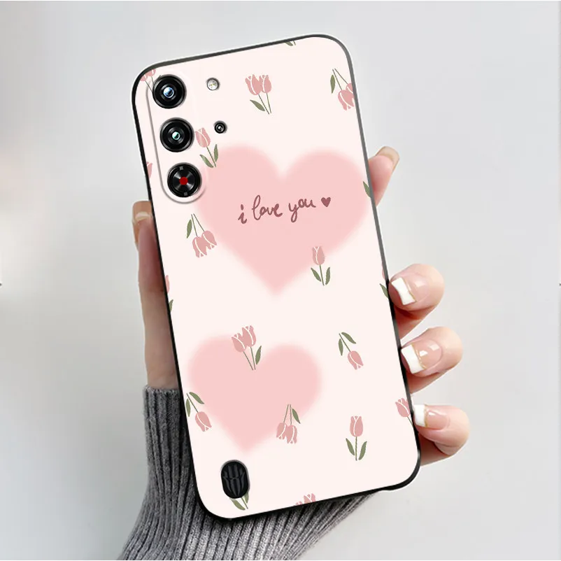 Soft Silicone Black Shell with Cute Flower Design - Protective Case