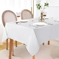 White Table Cloth Waterproof Anti Scratch Polyester Tablecloth Decorative Washable Fabric Table Cover Home Dining Buffet Party 1
