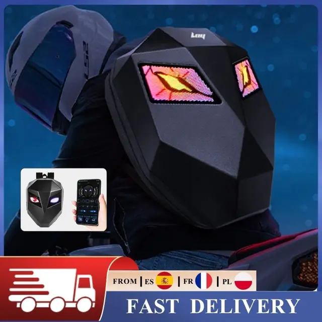 Sac à dos Locomotive avec écran LED, pour affaires, randonnée, voyage, ordinateur portable, extensible, pour moto, cycliste, avec compartiment pour casque 1