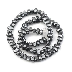 Gold - Toned Hematite Irregular Gravel Natural Stone Beads, 15'' Loose Spacer Beads for DIY Jewelry and Bracelet Making (Natural Black)