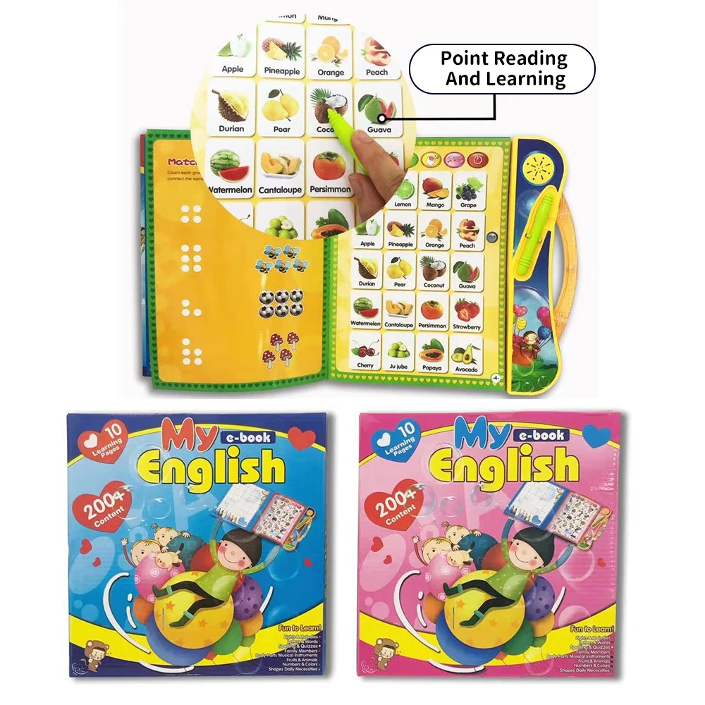 New English Cartoon Point Reading Book Children Early Education Finger Touch Learning Language Multifunctional E-book Toy Gift 2