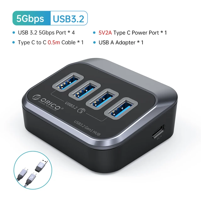  ORICO ABS Powered 5Gbps HUB PD 18W Charging USB3.2 Type USB C Card Reader Splitter With Power Adapter for Desktop PC Accessories 
