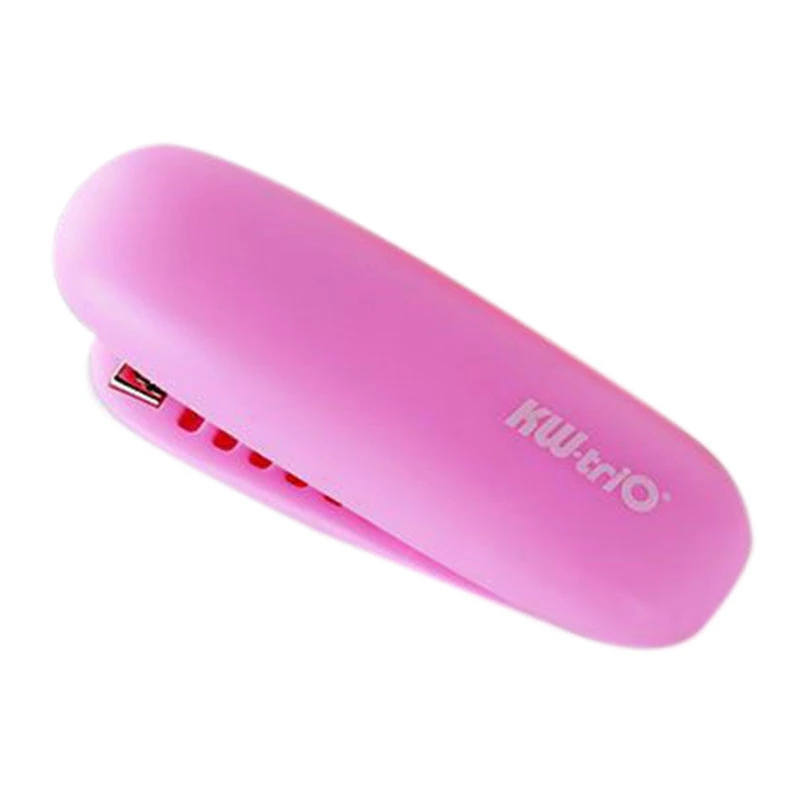 

KW-TRIO Stapler Mini Hand-Held Foldable Color and Ultra-Thin Design Stapler for Office Desks, Including 1000 Staples Pink