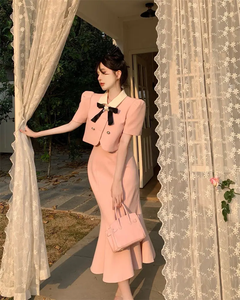 Temperament Short Sleeved Suit Slim Crop Jacket Summer High