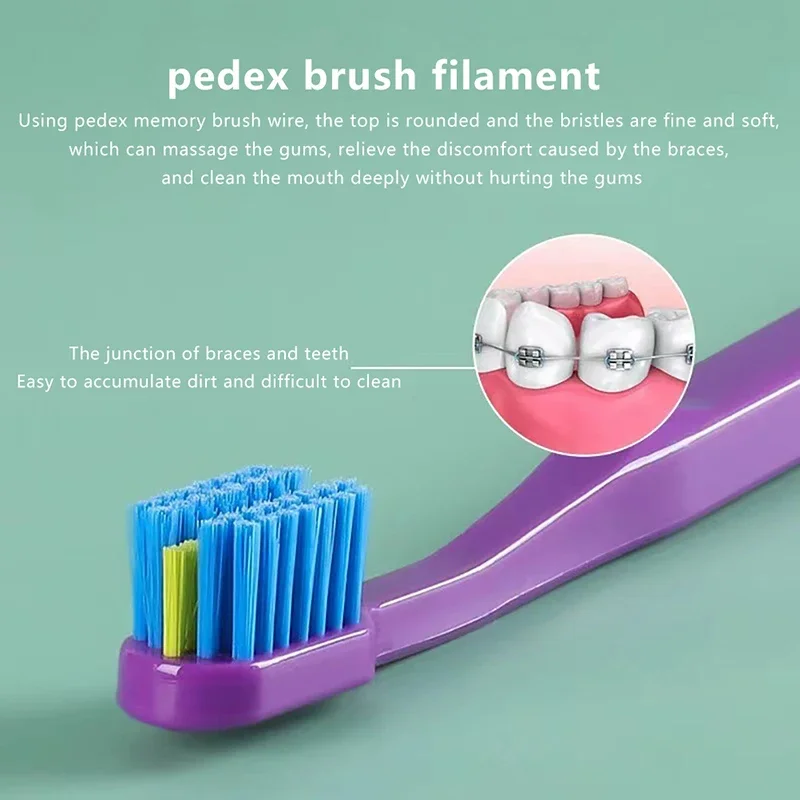 1PC Deeply Clean Orthodontic Braces Adult Orthodontic Toothbrushes Dental Soft Toothbrush With  Dust Cover