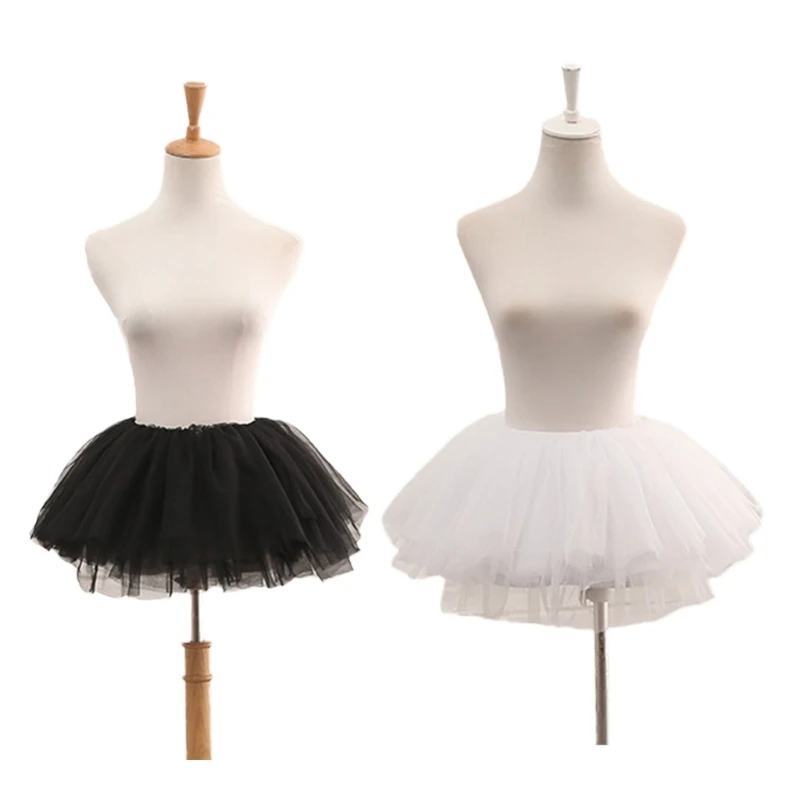 

Womens Short Ballet Dance Bubble Skirt Vintage Layered Pleated Solid Color Tulle Petticoat Cosplay Party drop shipping
