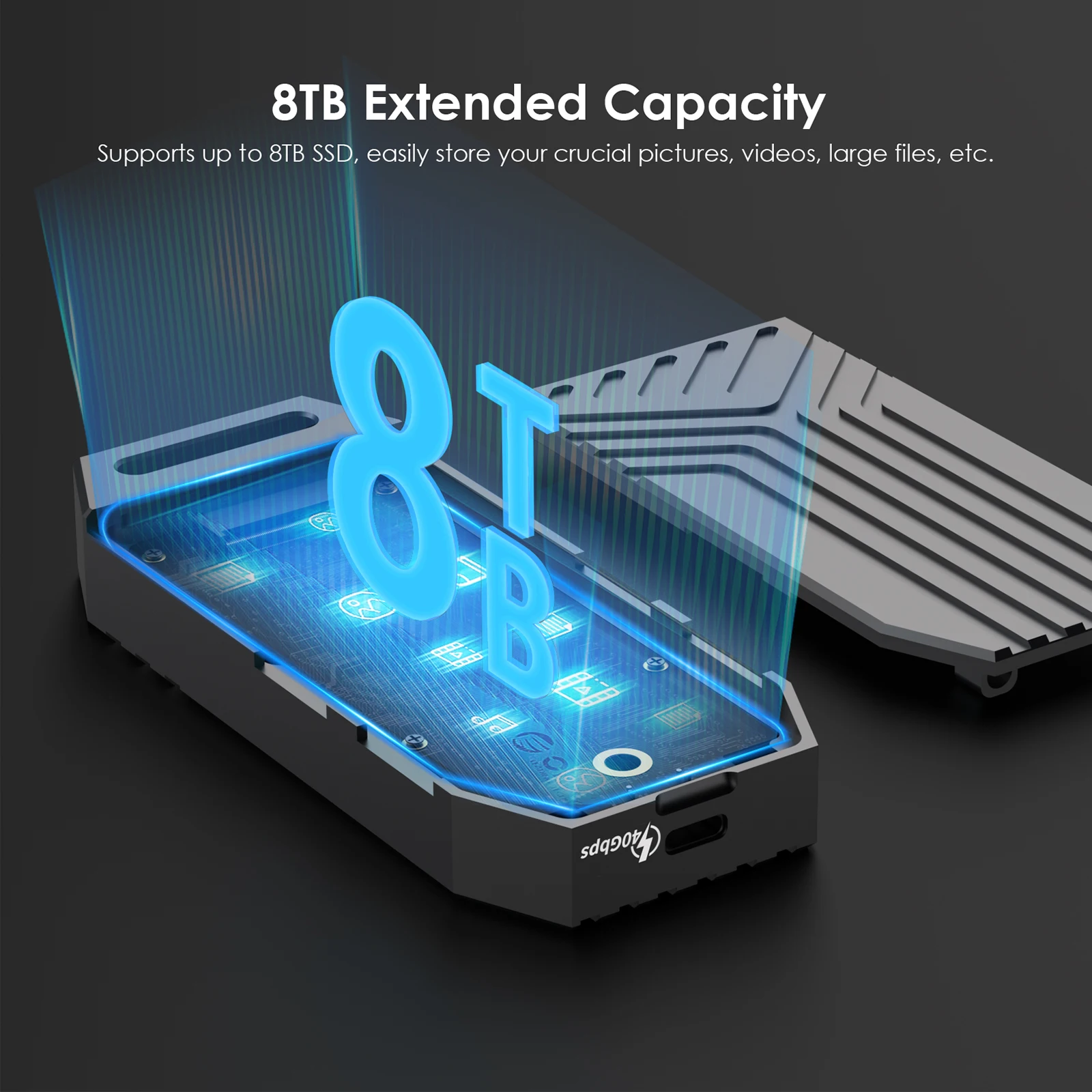 WAVLINK 40Gbps M.2 PCIe NVMe SSD 외장 케이스 USB4 외장 하드 드라이브 케이스 B+M/M-Key 썬더볼트 4/3/USB4/USB3.2 SSD 케이스