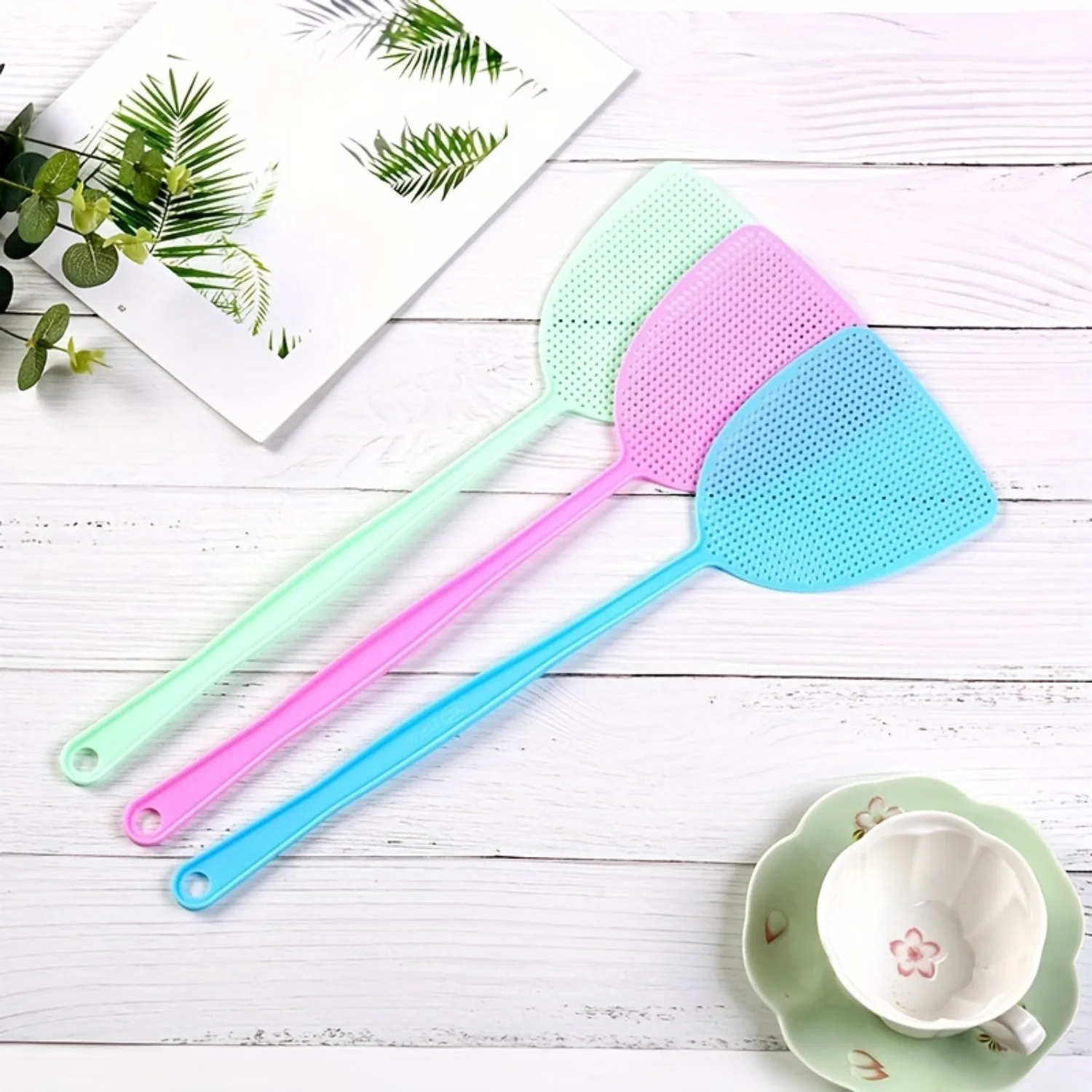 3pcs Long-Handled Fly Swatter-Durable Plastic, Manual Mosquito Killer, Summer , Back to School Supplies, Household Pest Contro