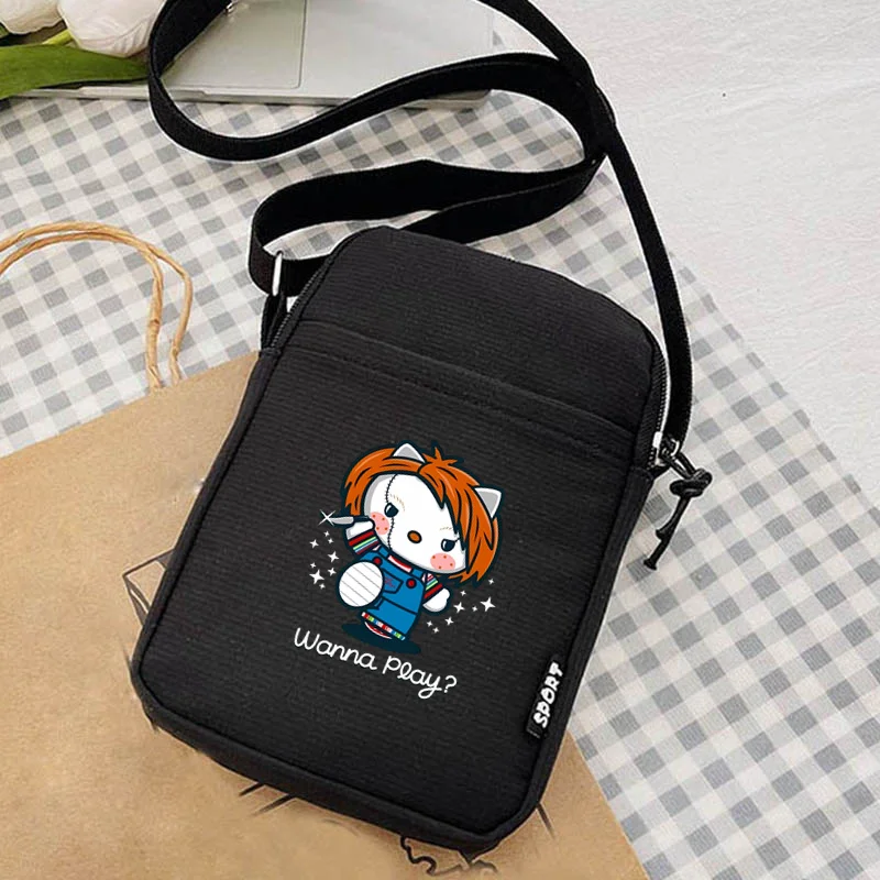 HelloKittys Anime Melodies Women Crossbody Shoulder Bag Canvas Handbag Fashion Phone Bags Ladies Chest Bag Money Storage