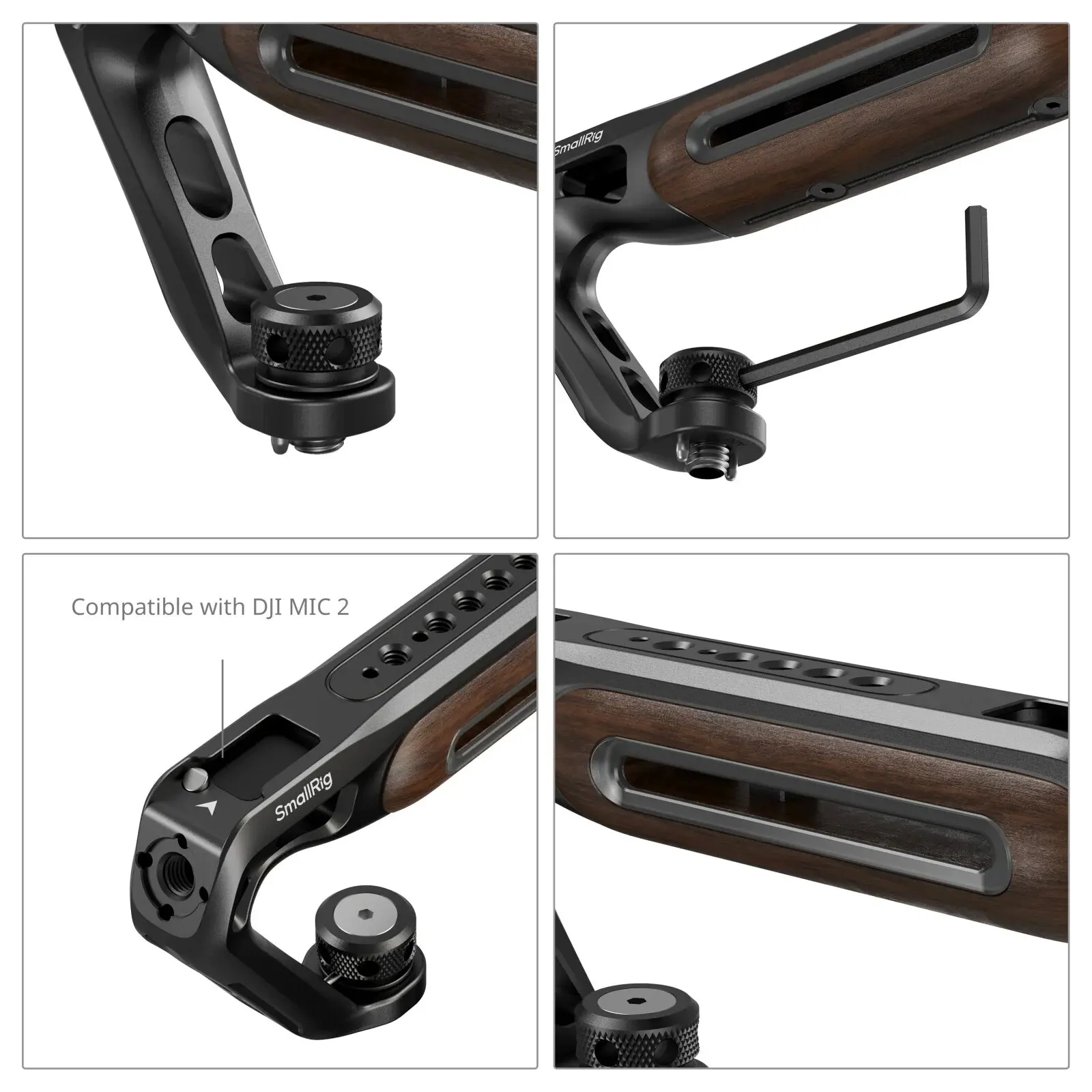 Wooden Top Handle NATO,Cold Shoe,1/4'' ARRI 3/8'' Shooting HandGrip Extend Monit