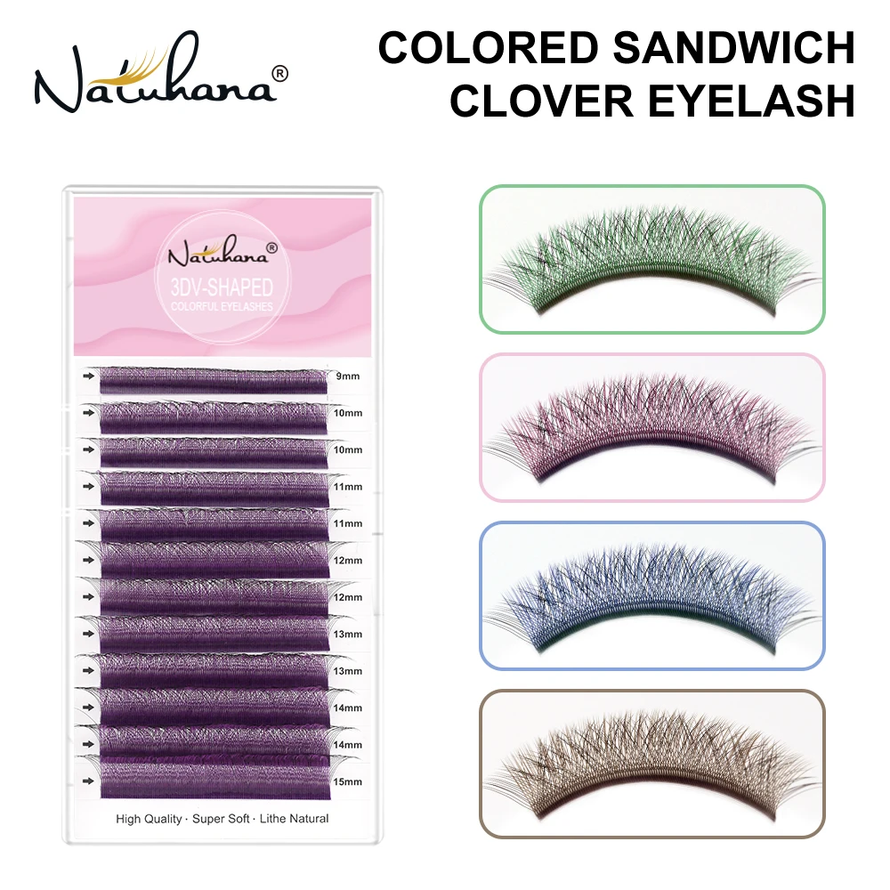 NATUHANA coloré 3D W-forme cils préfabriqués Volume ventilateur cils Extensions naturel W-Style cils Faux cils outils de maquillage 1 NATUHANA coloré 3D W-forme cils préfabriqués Volume ventilateur cils Extensions naturel W-Style cils Faux cils outils de maquillage 1