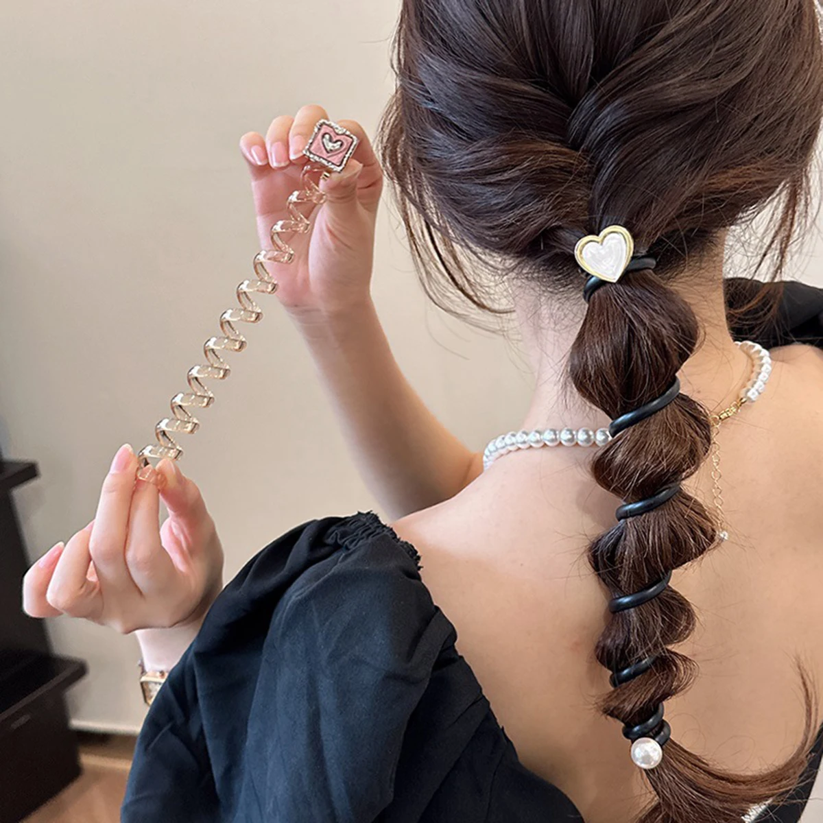 

Magic Hair Weaving Artifact Telephone Line Hair Band For Women Girls Heart Elastic Rubber Band Fashion Creative Hair Accessories