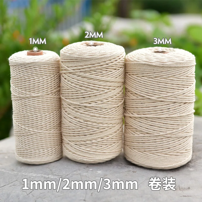3mm 4mm 5mm 6mm Macrame Twisted String cotton rope macrame cord Cotton Cord For Handmade Natural Beige Cords DIY Home Wedding Accessories Gift