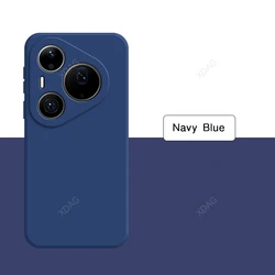 Luxury Ultra Soft Dual Layer Liquid Silicone Phone Case with Internal Flocking Back Cover for HUAWEI Pura 90 Pro Max (Navy Blue)