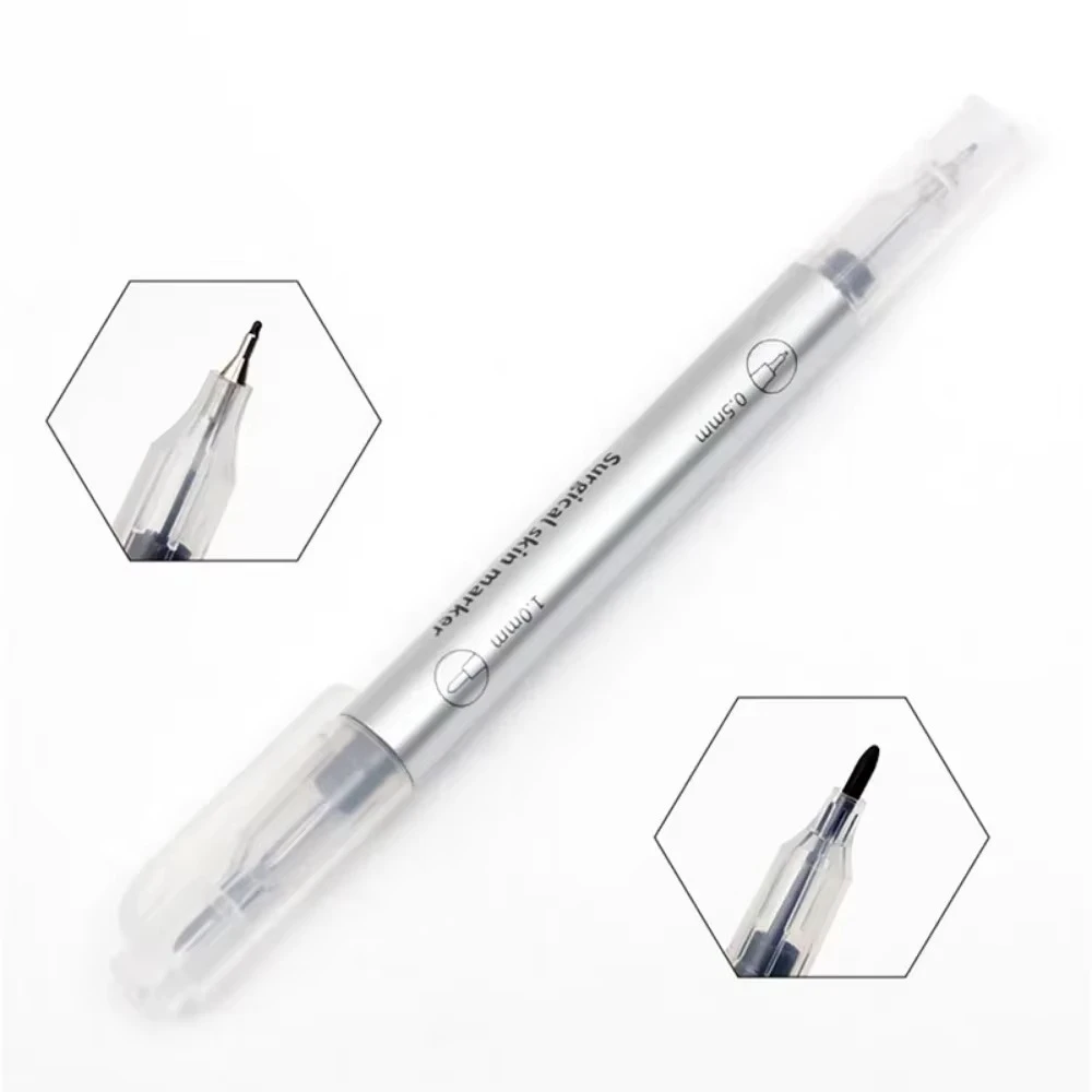Tattoo Marker Pen 1Set Sterilized Tattoo Marker Pen Surgical Skin Microblading Positioning Tool with Measuring Ruler Permanent Makeup Accessories