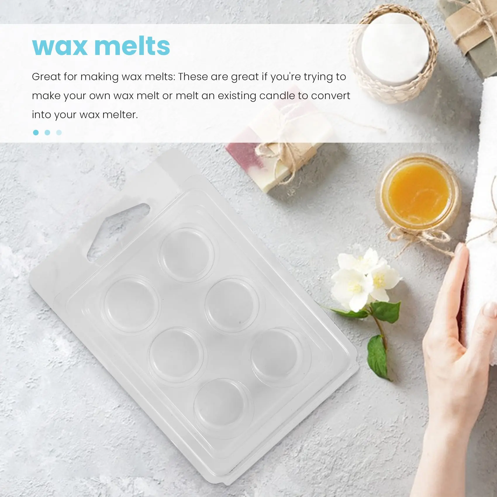 100 Packs Wax Melt Clamshells Molds, Clear Empty Plastic Square