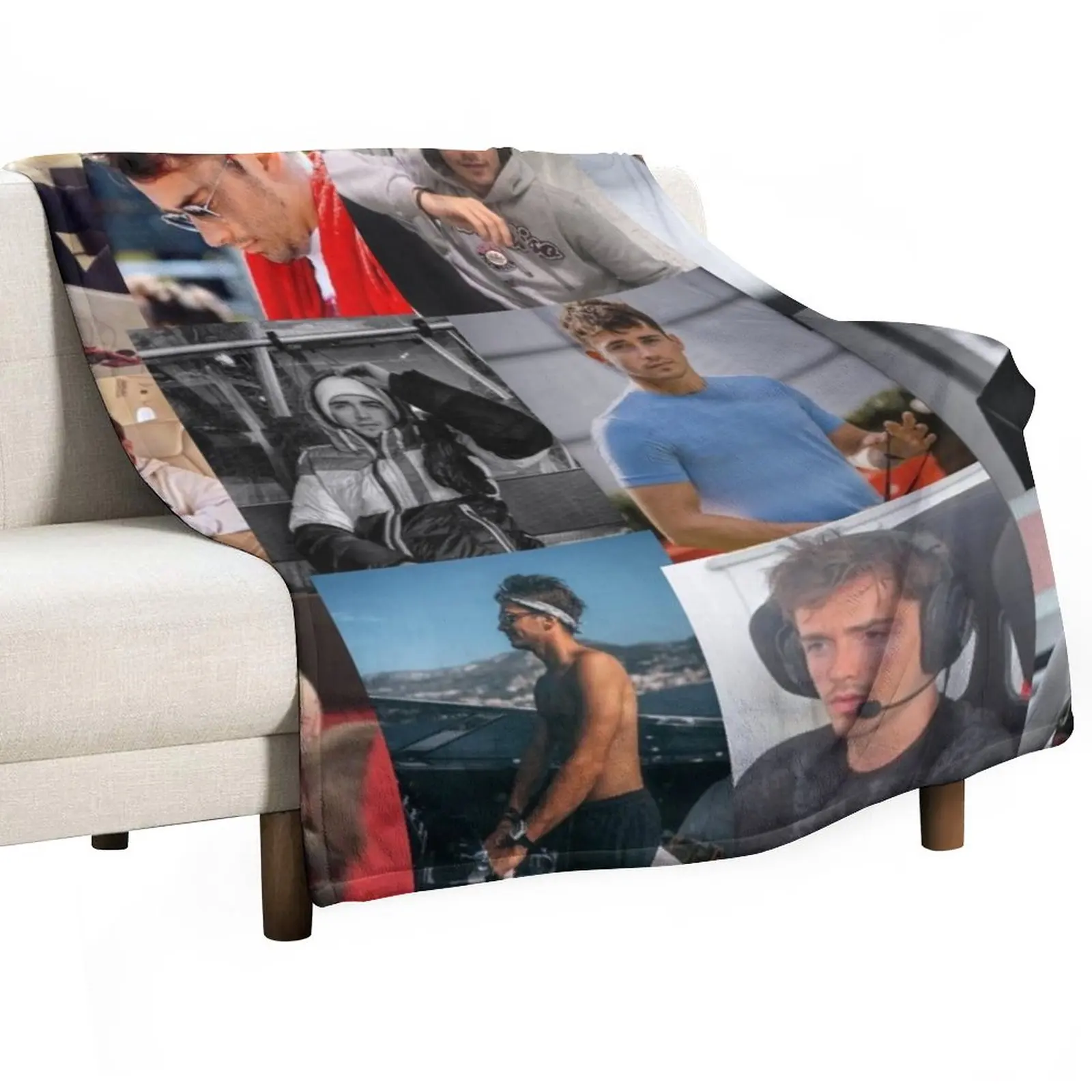 

Charles Leclerc picture collage Throw Blanket Furry Blankets Camping Blanket Blanket For Sofa