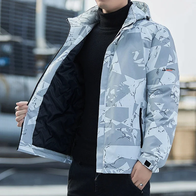 

Fashion Camouflage Puffer Winter Jacket Men Parka Outdoor Windbreaker Coats Jackets With Hood Warm Thicken Padded Coat