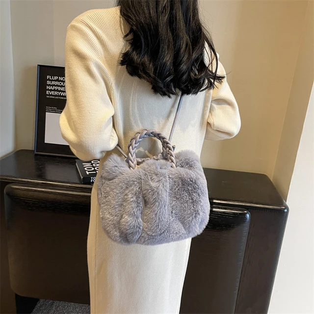 Fluffy, Fuzzy, Soft, Plush New Leisure Fashion Plush Women's Bag With Faux  Pearl Bead Decoration Cute Shoulder Bag For Girls, Women, College Students,  Rookies & White-collar Workers For Work, Office, Commute, For