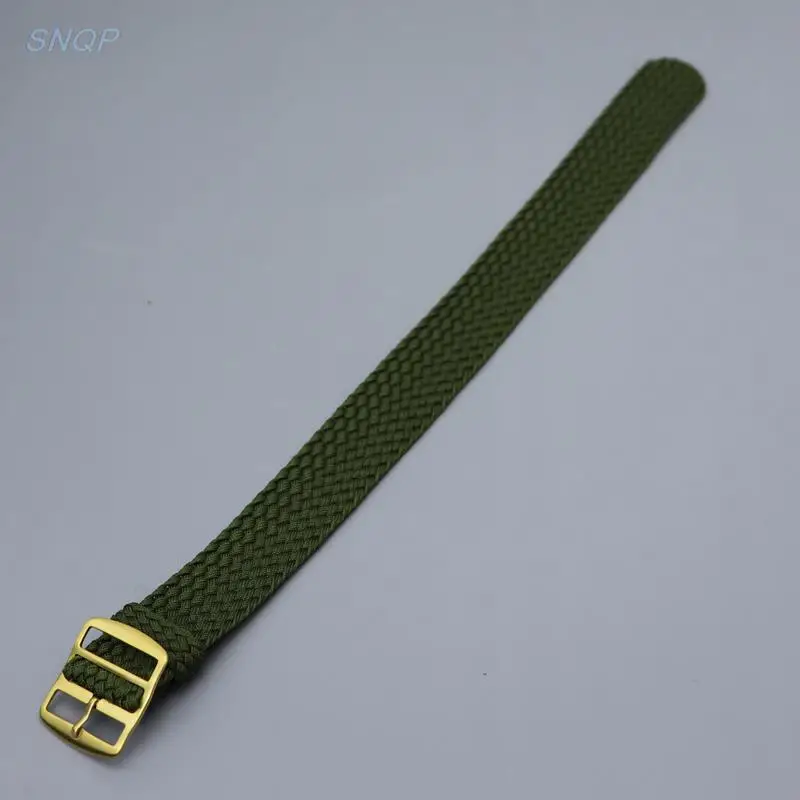 Gold Buckle Braided Nylon Perlon Watch Strap – Elastic Woven Band