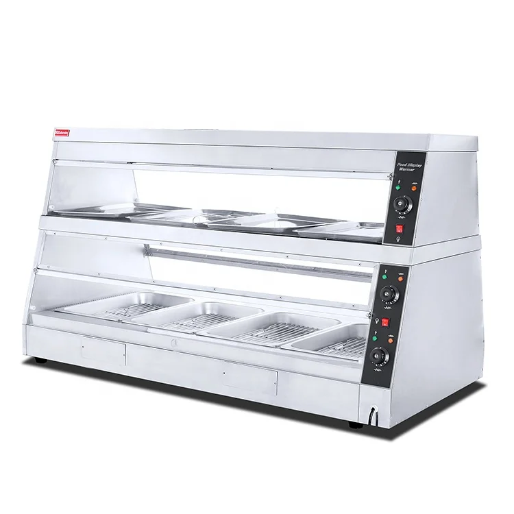 Double Layer Food Warmer Sliding Door Commercial et Food Warmer Stainless Steel Warming Showcase for Sale