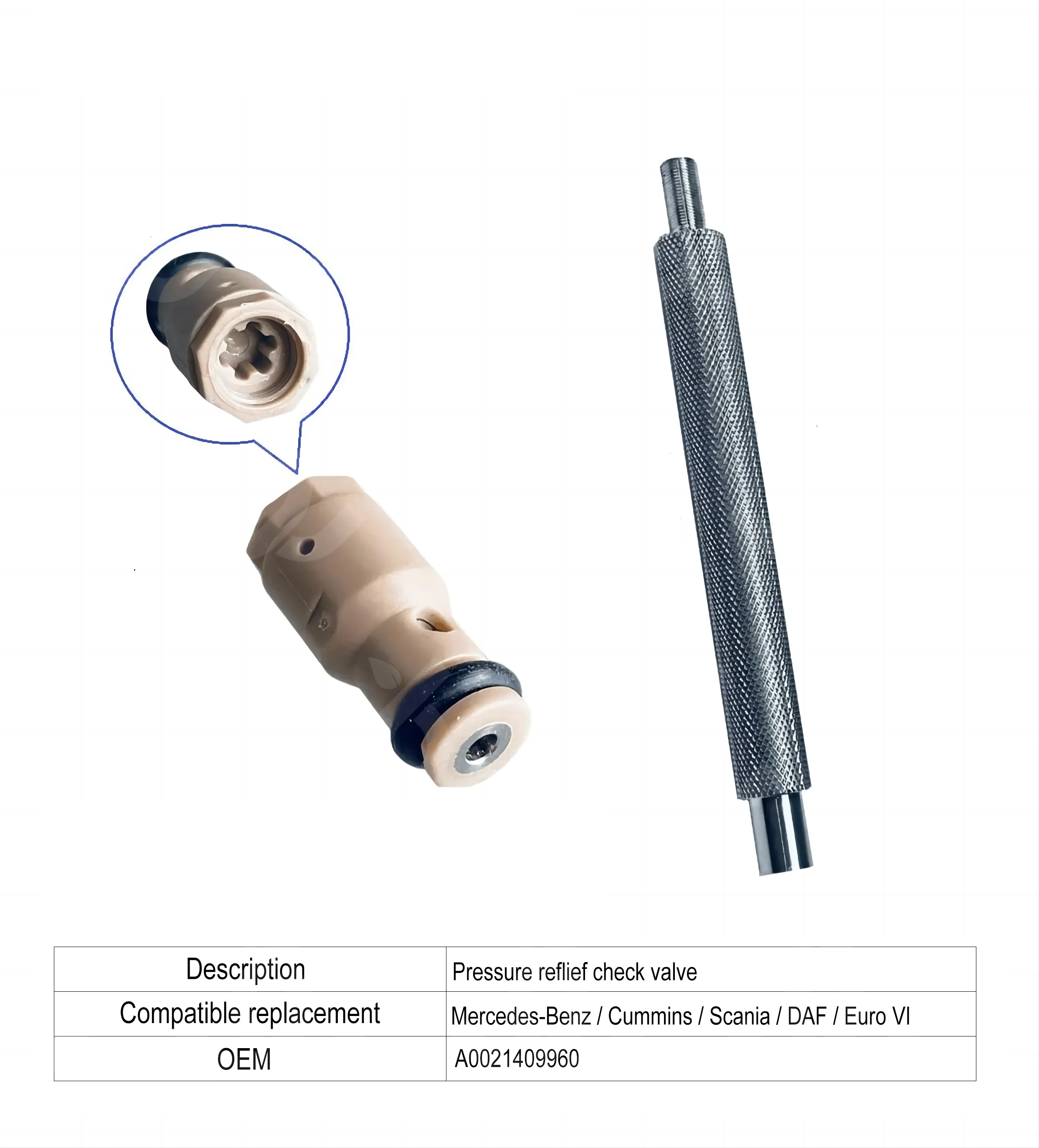 A0021409960 Adblue UREA DEF Pump Pressure Relief Check Valve For