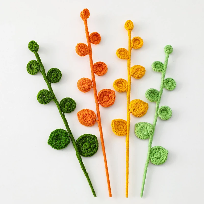 

Artificial Crocheted Eucalyptus Leaves Handmade Diy Home Wedding Bouquets Room Birthday Party Decorations Photography Props