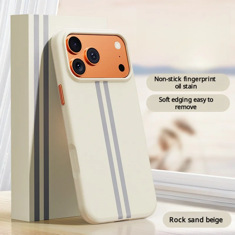 Hybrid Fine Grit Sand Texture Magnetic Phone Case with Soft Silicone Frame and Hard Back Cover