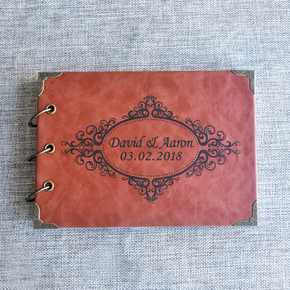 Personalized Wedding Guest Book Custom Leather Guestbook Wedding