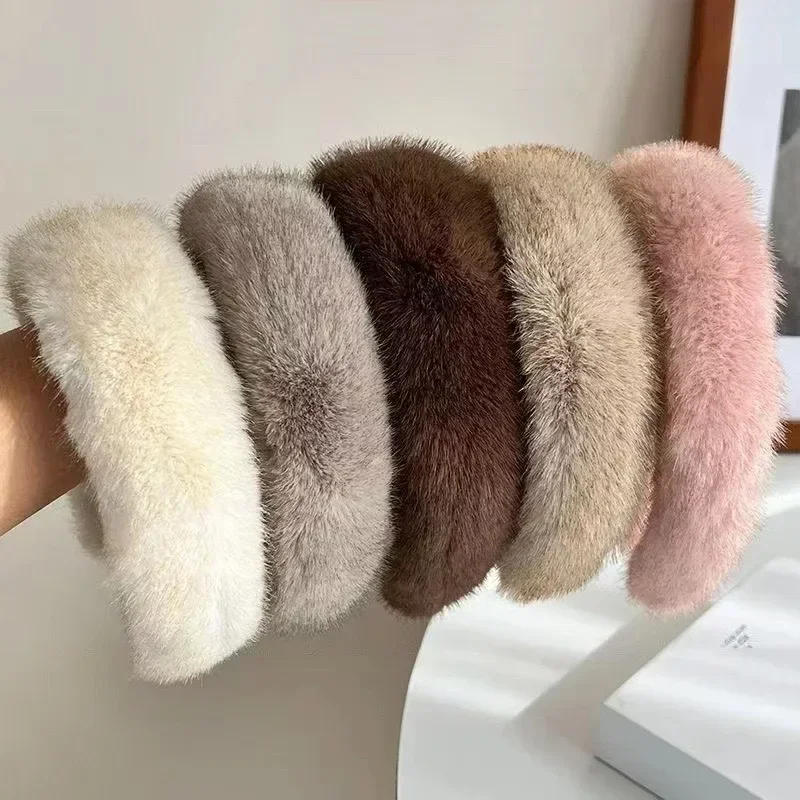 

Retro Winter Imitation Mink Fur Faux Fur Hairbands Women Girls Plush Widen Thicken Soft Hair Hoop Hair Accessories Headband