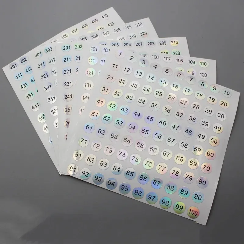 Number 1 to 1000 Laser Number Sticker Round Waterproof Nail Sticker Digital Label Nail Polish Color Gel Varnish Marking Sticker 2