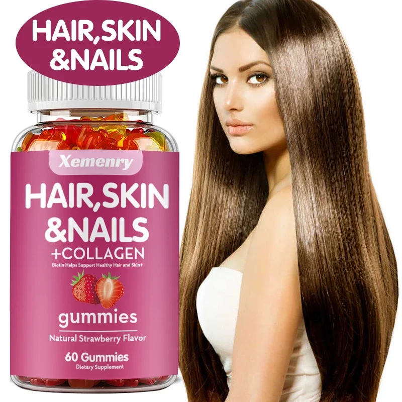 

Hair Skin & Nail Gummies with High Potency Biotin | Hair Vitamins for Men and Women | Gluten Free, Vitamin Plus Biotin Gummies