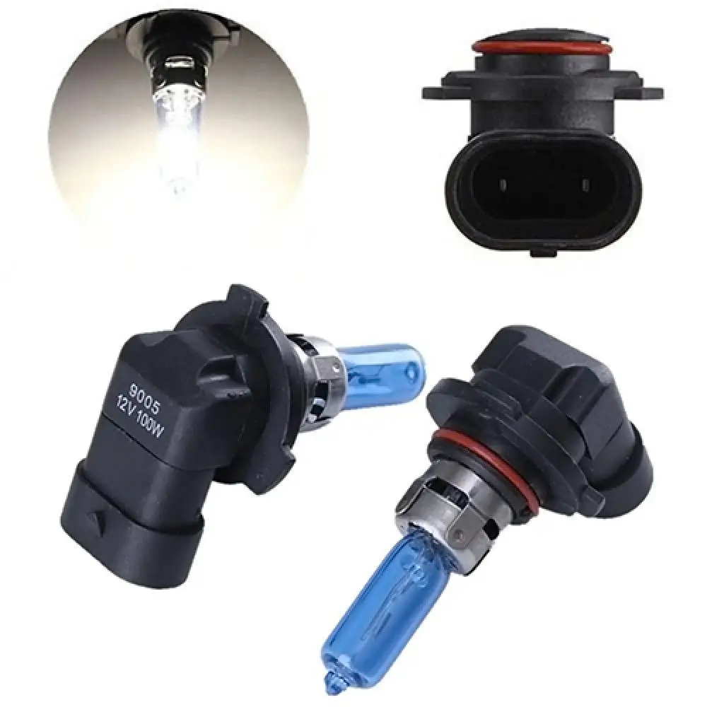 2Pcs 100W 12V 9005/HB3 6000K Xenon Gas Halogen Headlight White Light Lamp Bulbs