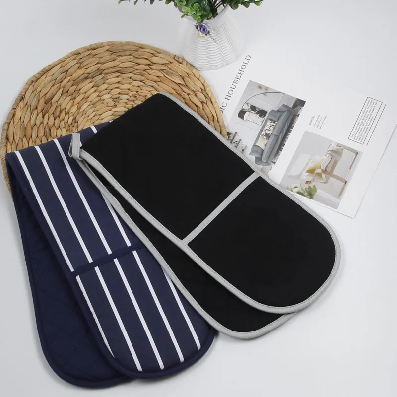 Cotton Siamese Anti-scalding Gloves Microwave Oven Thickened Bake Mat Holding Thermal Glove Headed Double Siamese Pot Insul