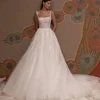Classic Wedding Dresses A-Line Tulle Bridal Gowns Lace Appliques Square Collar Sleeveless Robes Vestidos De Novia Customized 1