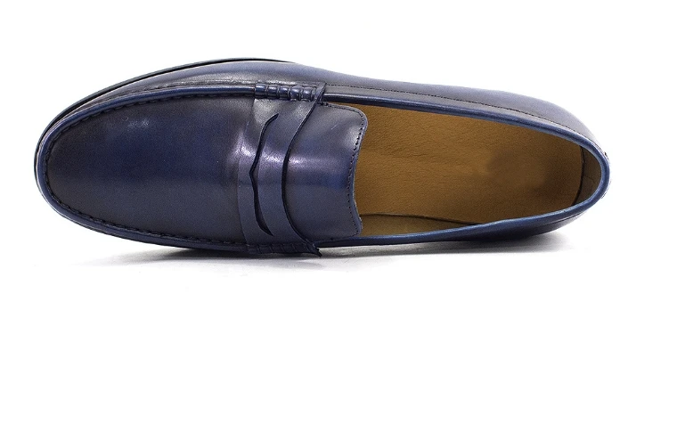High Quality Casual Shoes Designer Loafers Men Retro Elegant Handmade Sewing Shoe Daily Wear Color Blue Comfotable