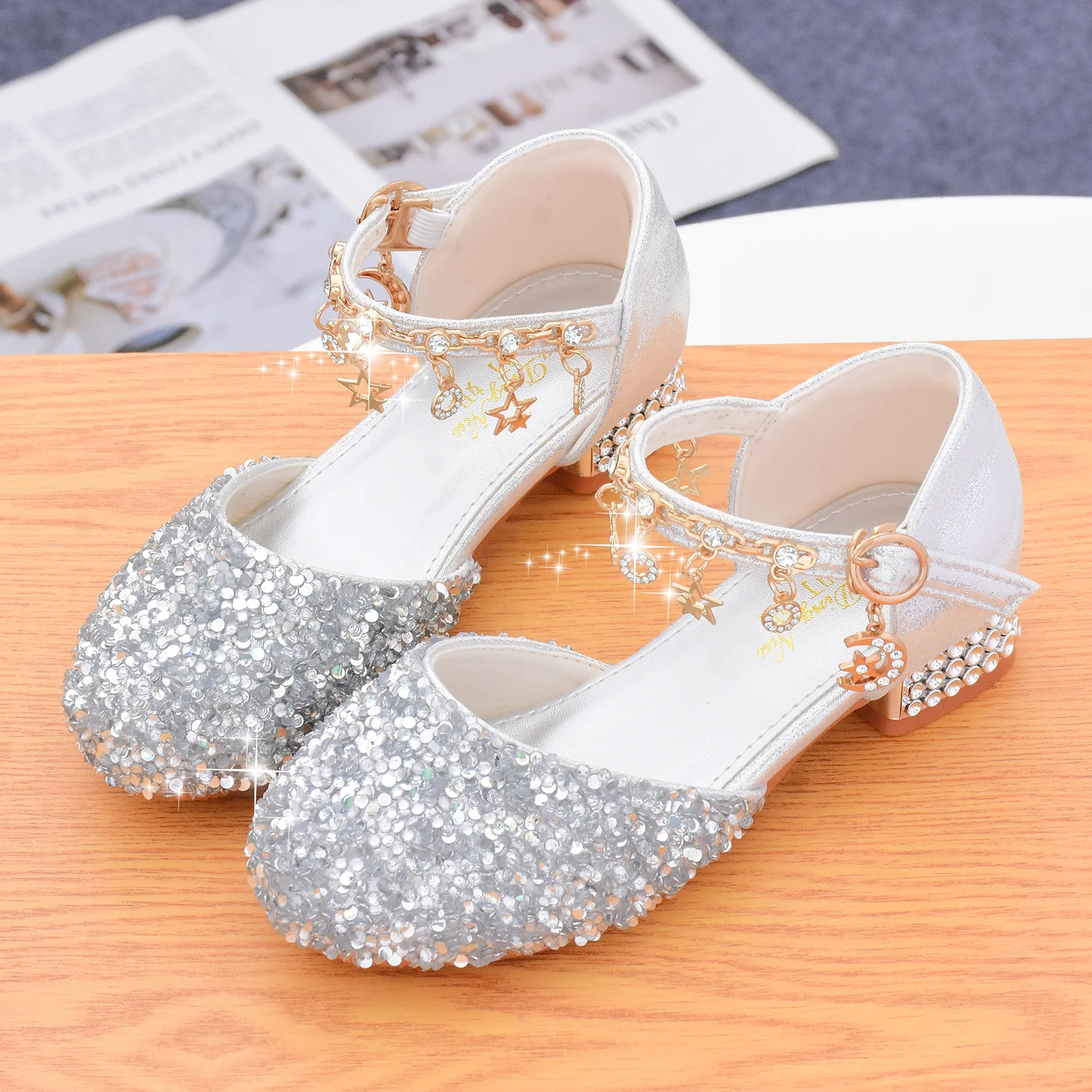 Kids Girls Faux Leather Pumps Princess Round Toe High Heels Wedding Dress  Shoes | eBay