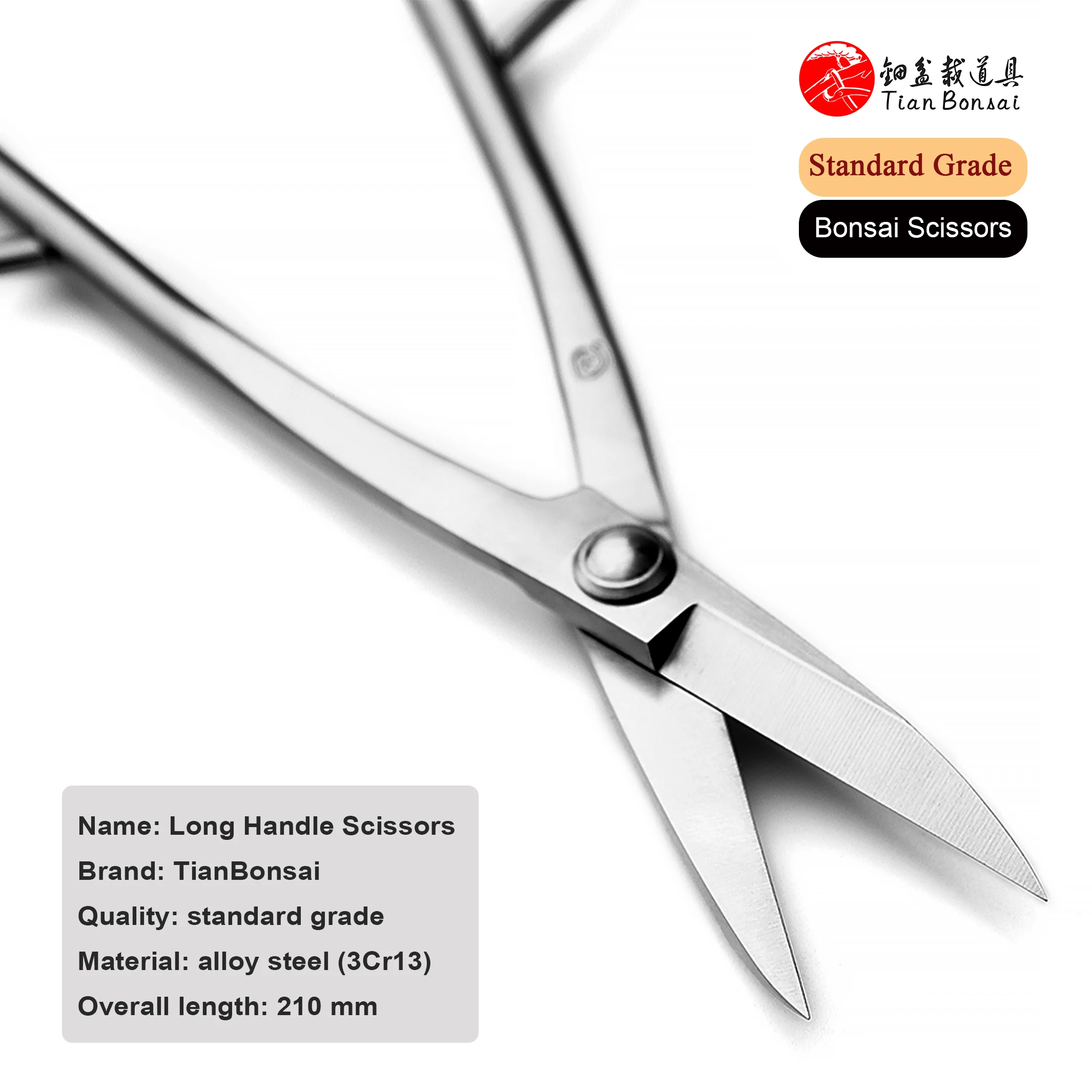 Standard Grade 210 mm Long Handle Bonsai Scissors 3Cr13 Alloy Steel Bonsai Tools