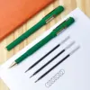 12pcs/set2pcs green gel pen + 10pcs green refill Quick drying 0.7mm nib Non-erasable Large capacity refillable metal pen clip 3
