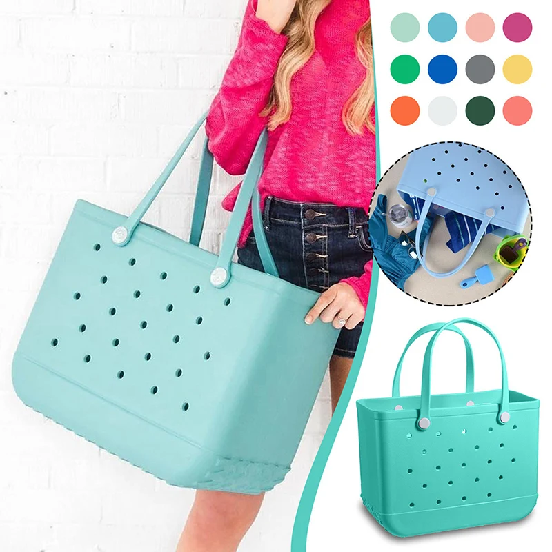 Rubber Beach Bags and Totes Waterproof with Holes Handbag for Women Summer  Mesh Tote Eva Portable Beach Tote Bag 14x13x5.5in,Grey : :  Clothing, Shoes & Accessories
