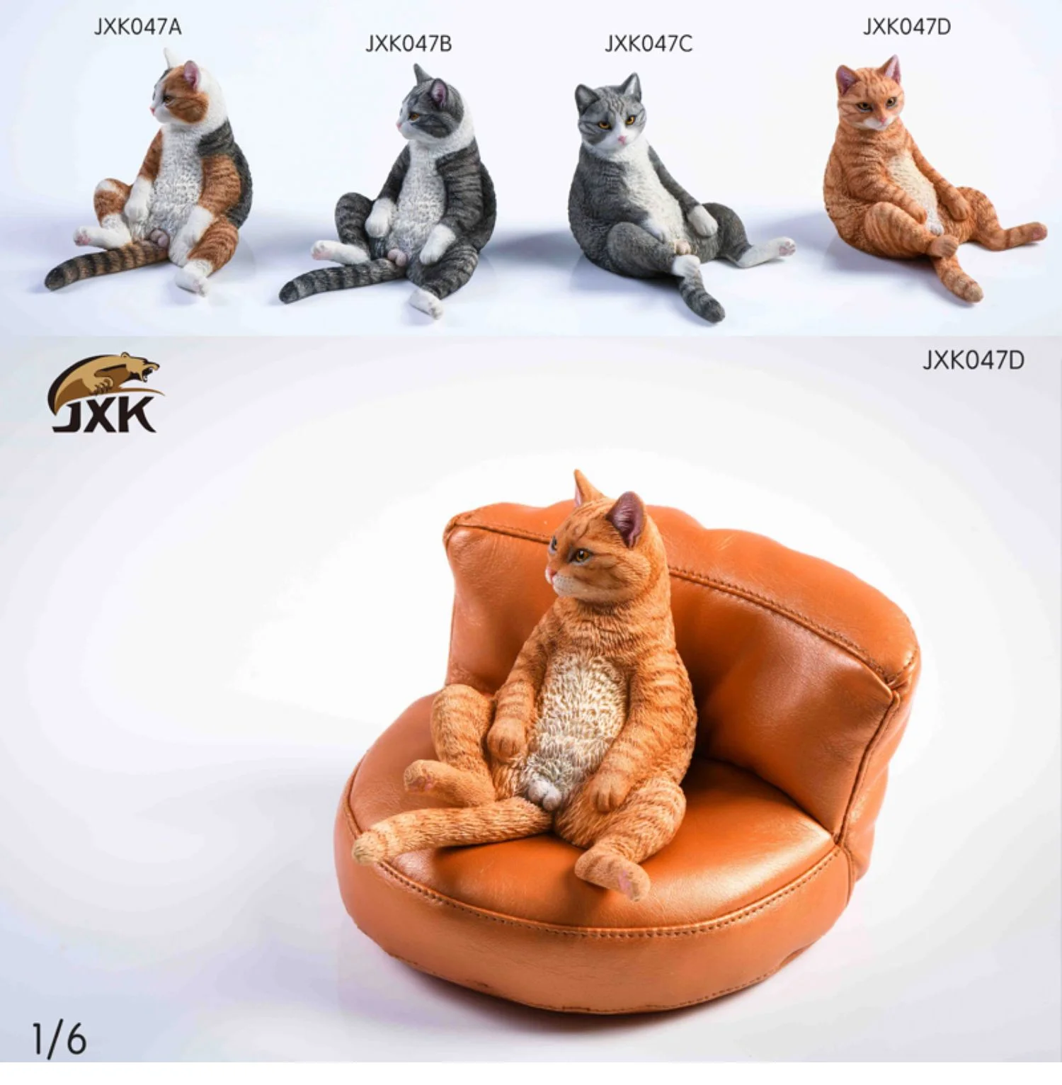1/6 Scale Lazy Cat Series Chinese Rural Cat Sitting On Sofa Model
