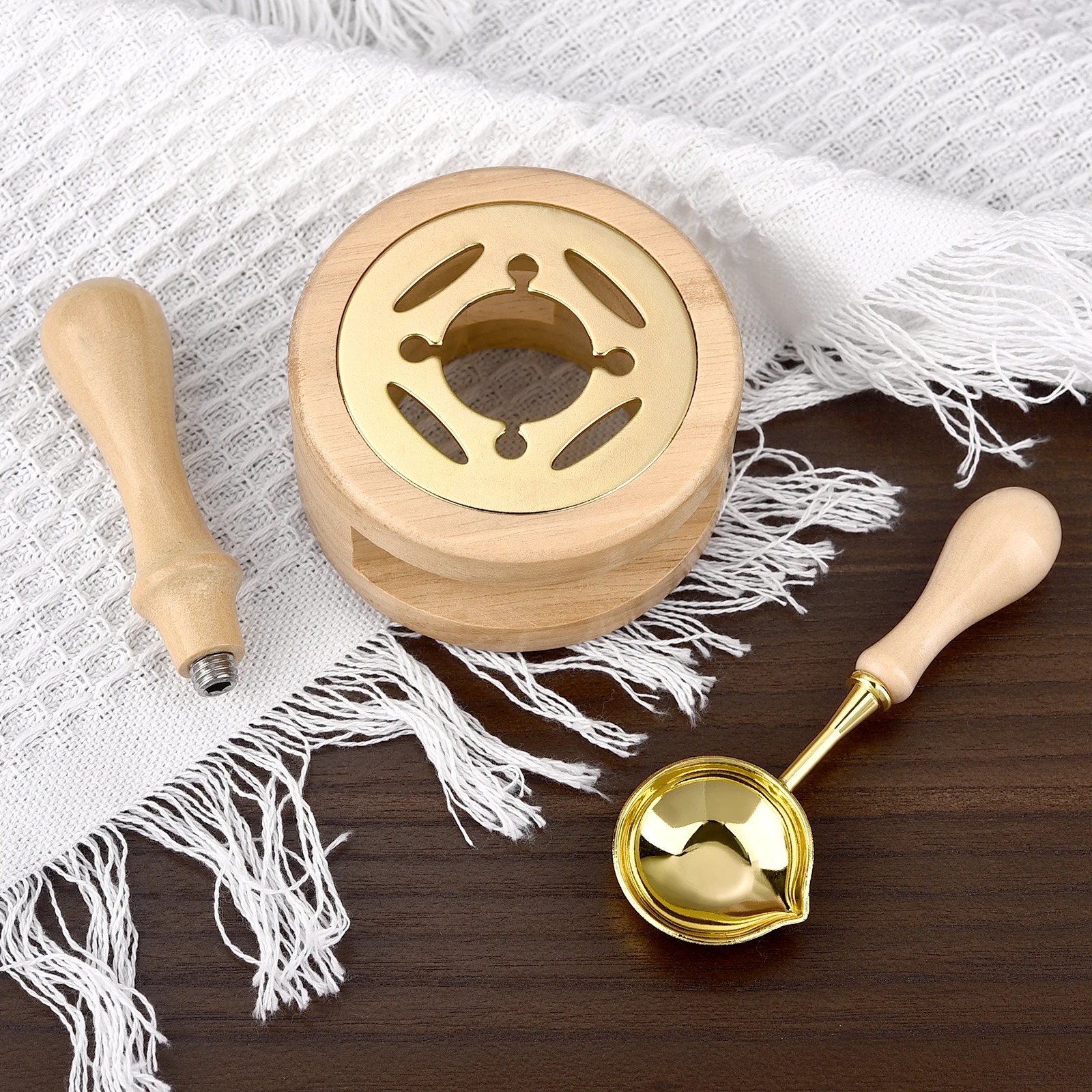 Retro Sealing Wax Set with Wood Handle and Decorative Spoon
