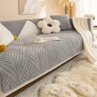 Thicken Velvet Sofa Cover for Living Room Nordic Jacquard Sofa Towel Non-Slip Soft Couch Mat L Shape Couch Slipcover Protector 1