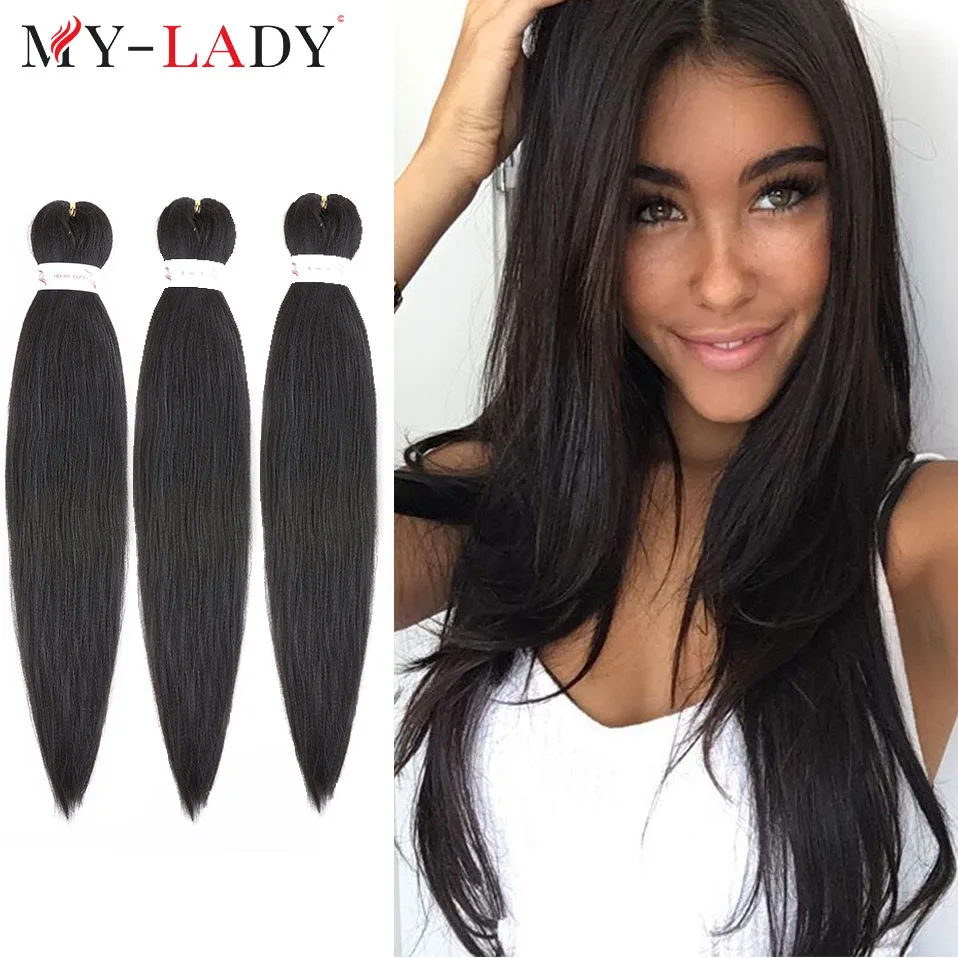 My-Lady Synthetic Bundles Straight 20 26inches Extensions Black Soft For African Woman Afro Crochet Braid Fake Artificial Hair fashion lady accessories apparel warmers false cuff pure dream fake cuffs oversized fox hair fur cuff hair bracelet wrist hand