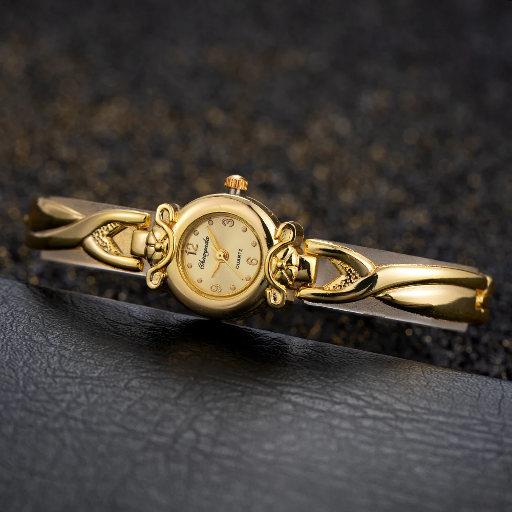New Luxury Gold Plated Women Wristwatch Girls Quartz Analog Watch High Quality Watches Stainless Steel Casual Dress Clock 4