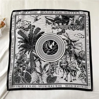 2024 New Women's Silk Satin Hair Scarves Fashion Square Printed Headscarf 70cm Professional Accessories Designer Scarf Headband 4