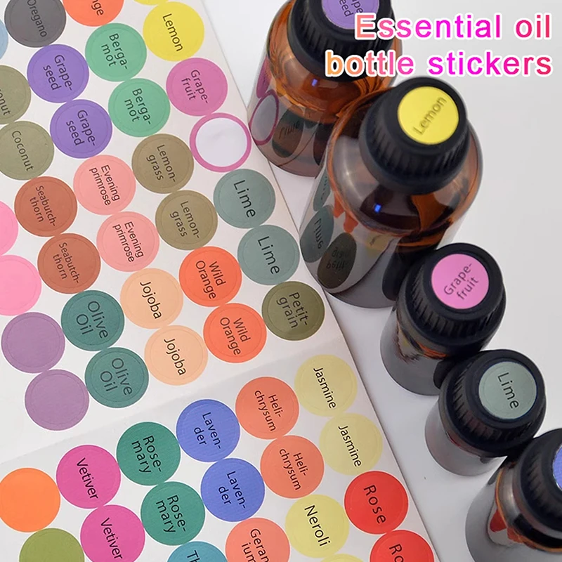 192pcs 13mm Waterproof Round Essential Oil Bottle Cap Stickers Labels Self-adhesive Round Blank Labels for Essential Oil Bottle 8 5 x 11 inch full sheet labels blank white matte permanent adhesive sticker labels for ink jet printer 100 sheets