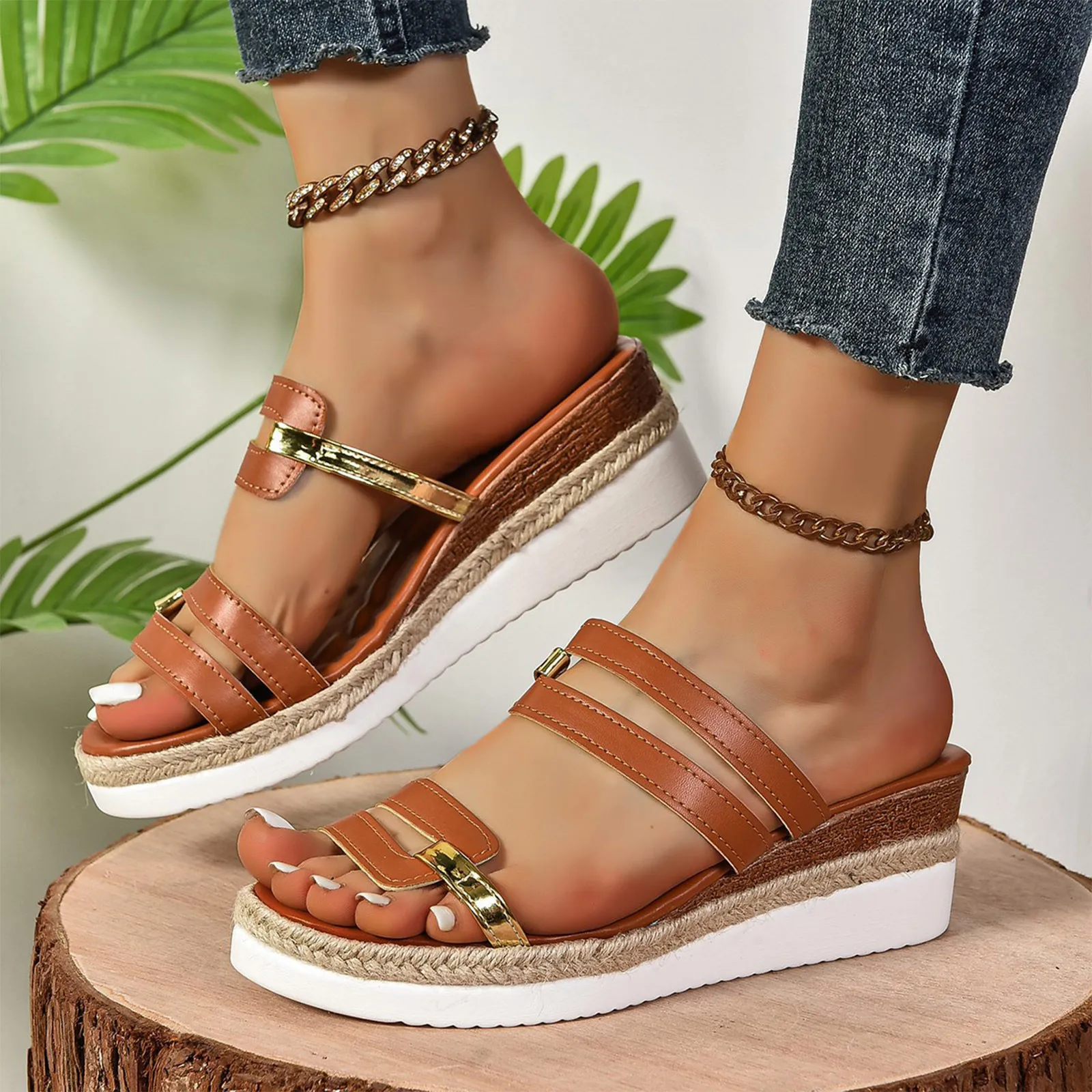 NEW Summer Women Sequined Cloth Slippers Bling Wedges Platform Beach Casual Slides Woman Shoes Ladies Slippers Footwear