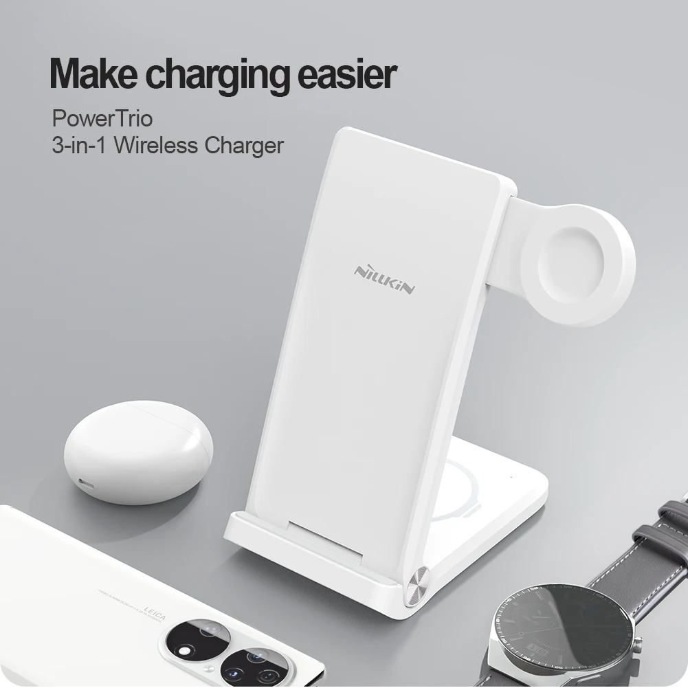 

NILLKIN 3 in 1 Wireless Charger Stand For Airpods Pro Wireless Charger For iphone13 /14 pro max For Huawei Garmin Samsung Watch