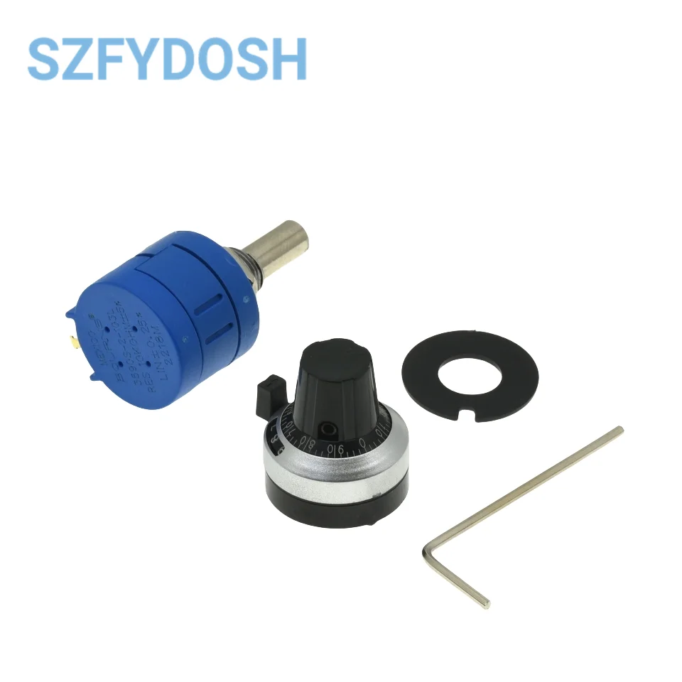 3590S-2 3590S Series Precision Multiturn Potentiometer 10 Ring Adjustable Resistor + 1PCS Turns Counting Dial Rotary 6.35mm Knob